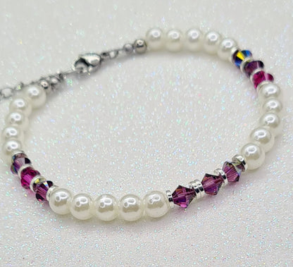 Pulsera para mujer con Perlas y Cristal austríaco, 2 diseños