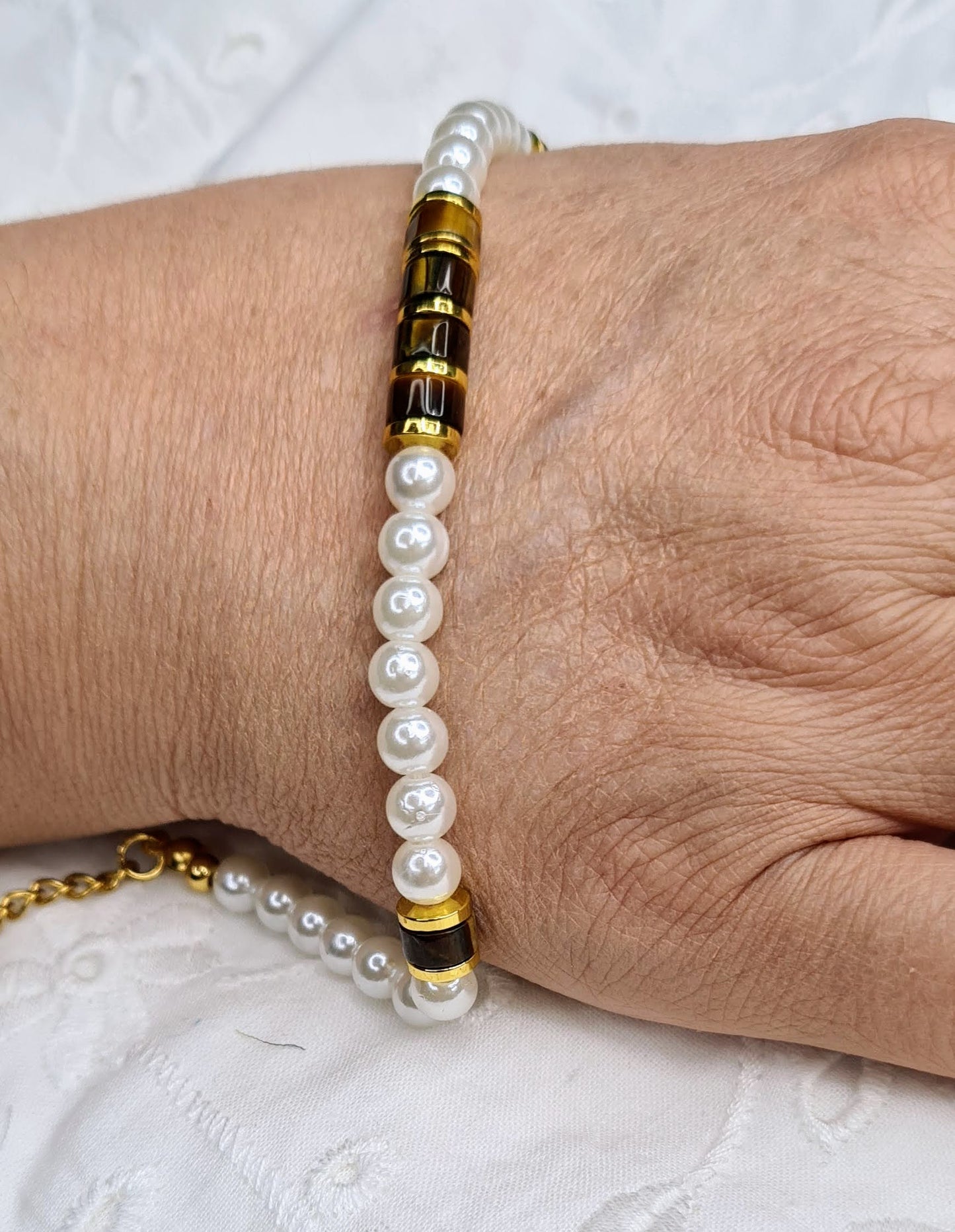 Pulsera para mujer con Perlas y Piedras naturales, 4 diseños