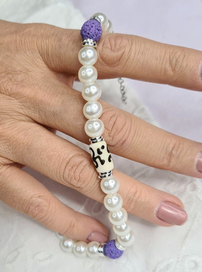 Pulsera de Perlas con cuentas de lava para mujer, 2 diseños