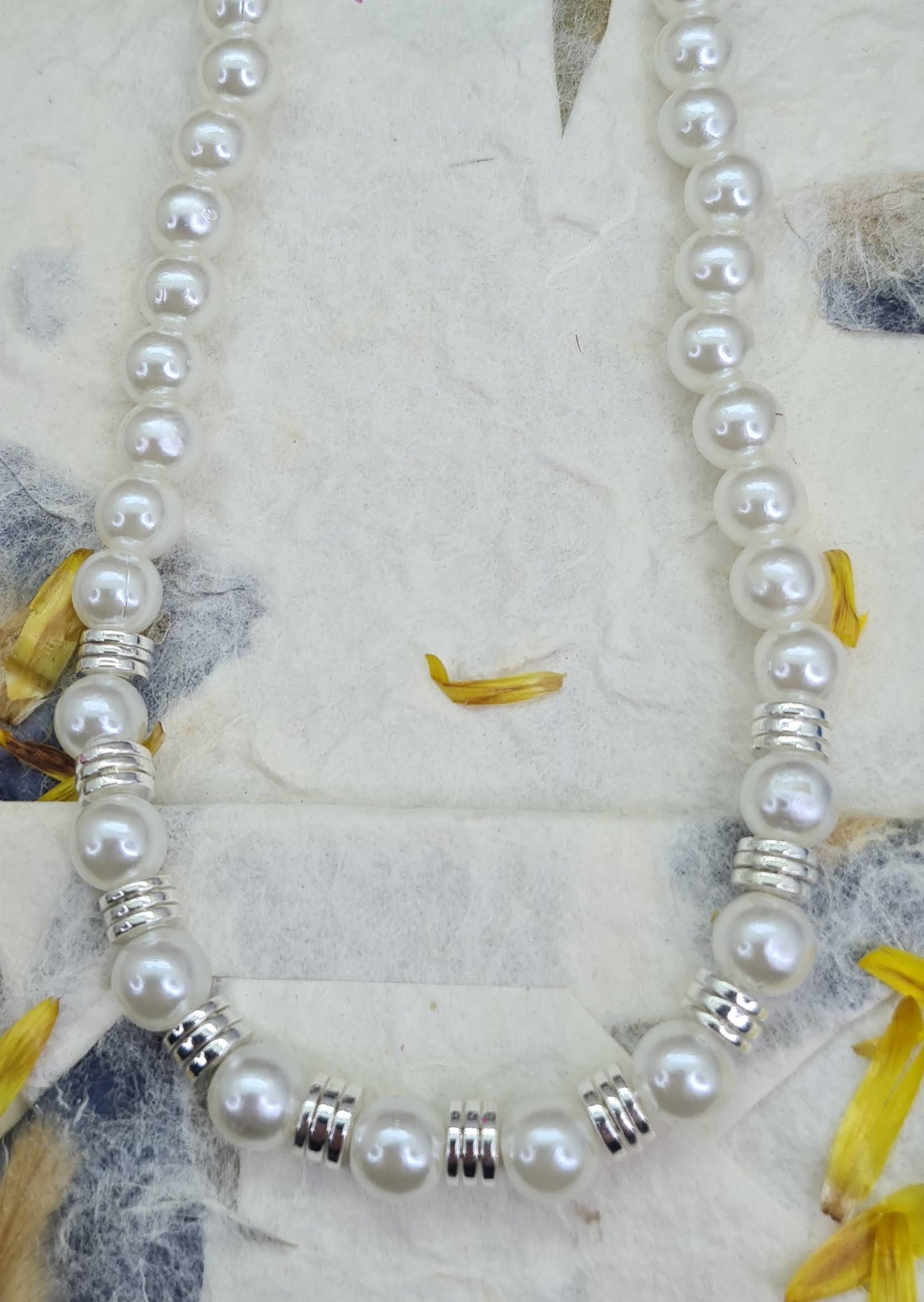 Collar unisex de Perlas con discos de acero, tres colores